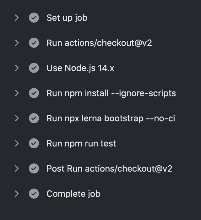 Screenshot of actions tab in GitHub detailing the steps that were run.