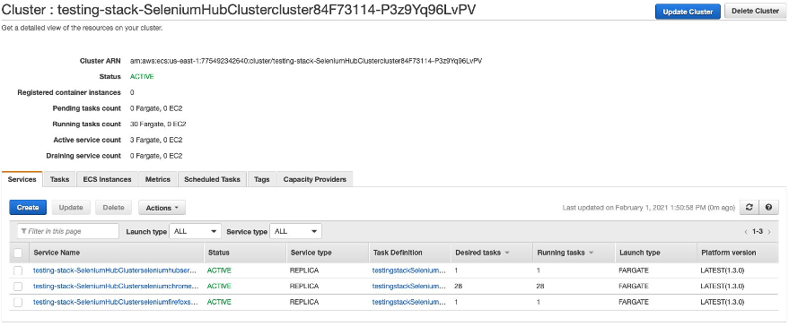 screenshot of AWS ECS console (ECS service)