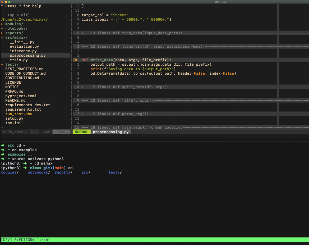 Screenshot of what the development environment should look like once the setup is complete.