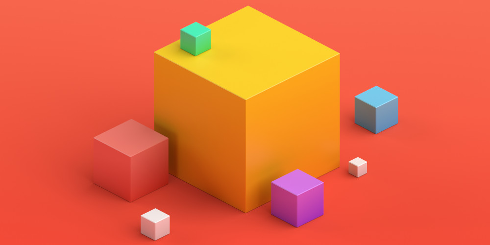 VAlex – stock.adobe.com Abstract 3d render, geometric composition, colorful background design with cubes