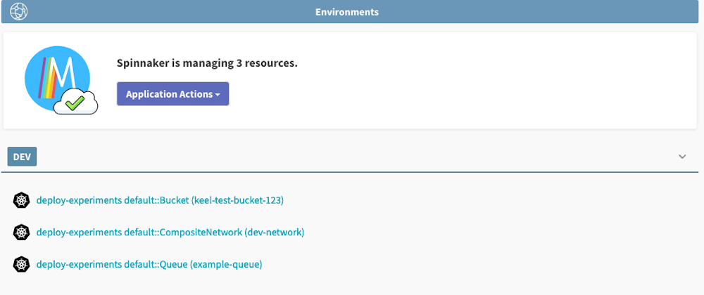 screenshot showing spinnaker is managing three resources