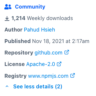 Screenshot of package metadata.