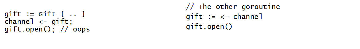 Go code showing an example of message passing