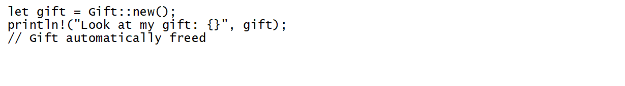 Rust code showing the equivalent code to the previous Go example code.