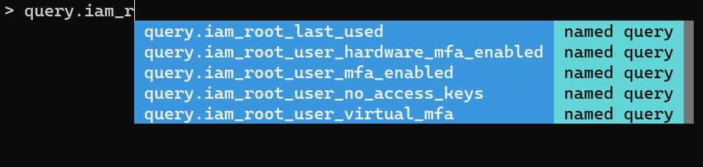 Steampipe named query completion