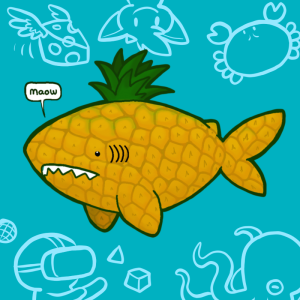 Illustration of a pineapple shaped like a shark