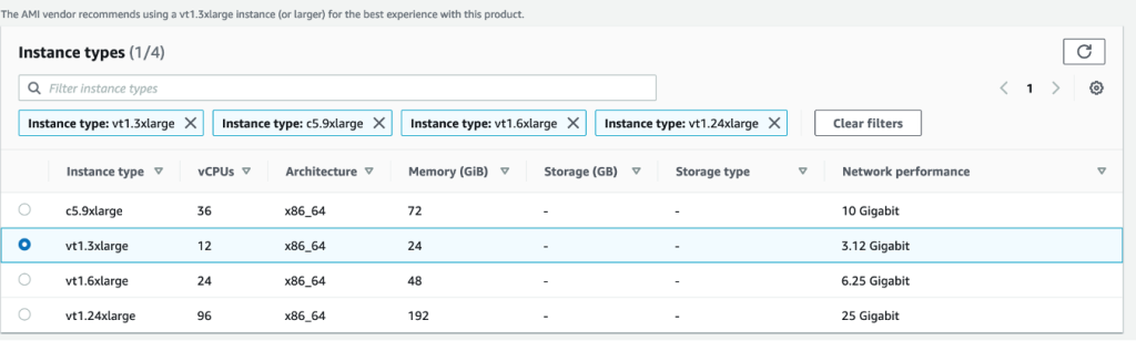 VT1 instance types