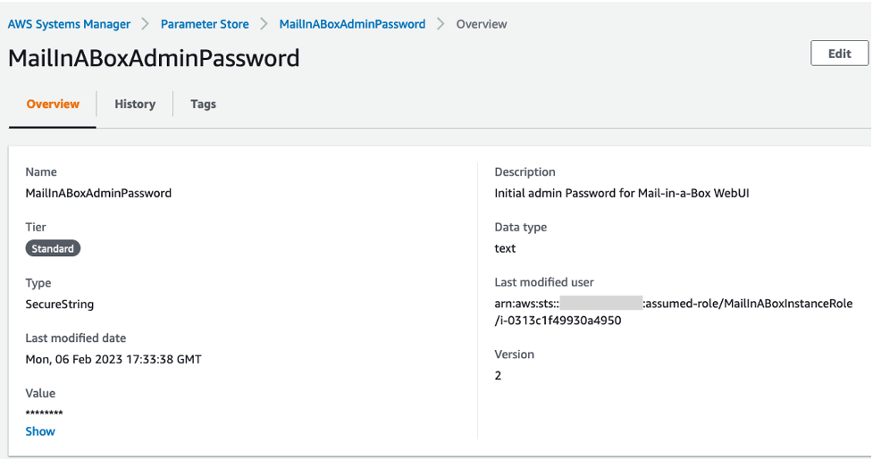 MailInABox Admin Password screen