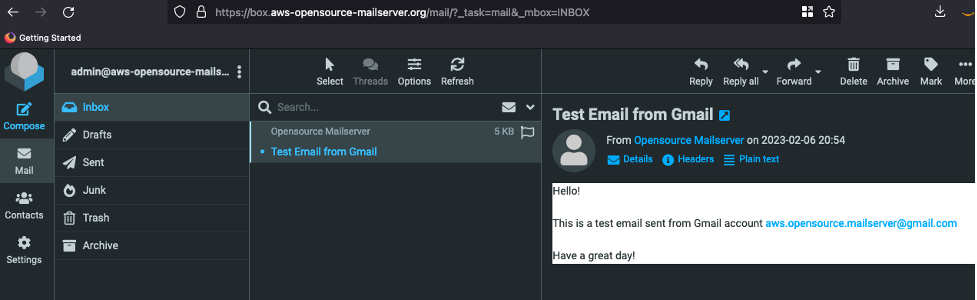 email verification screen