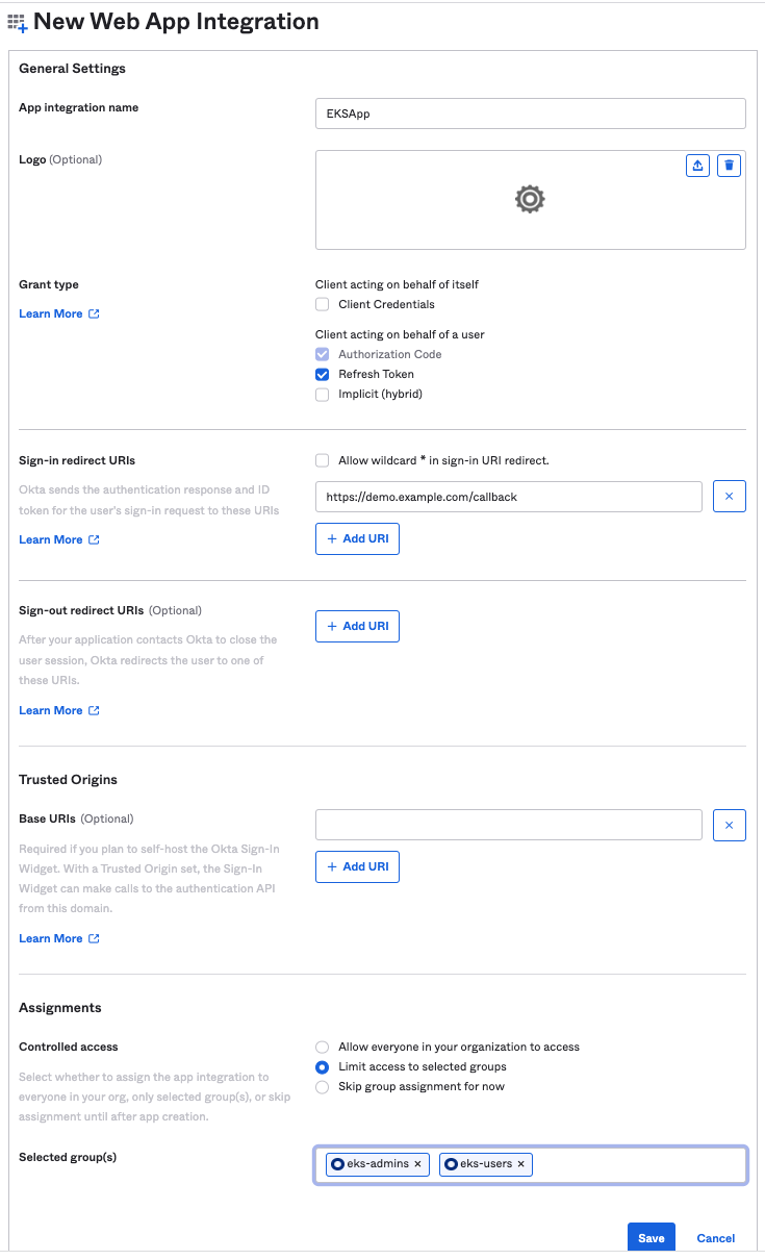 Okta console