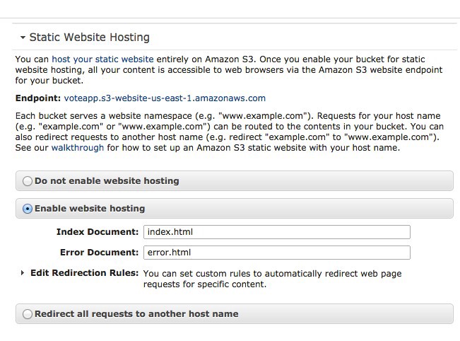 S3 static website hosting