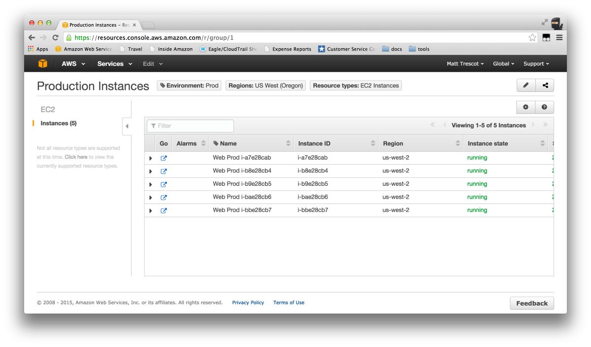 resource groups in AWS management console