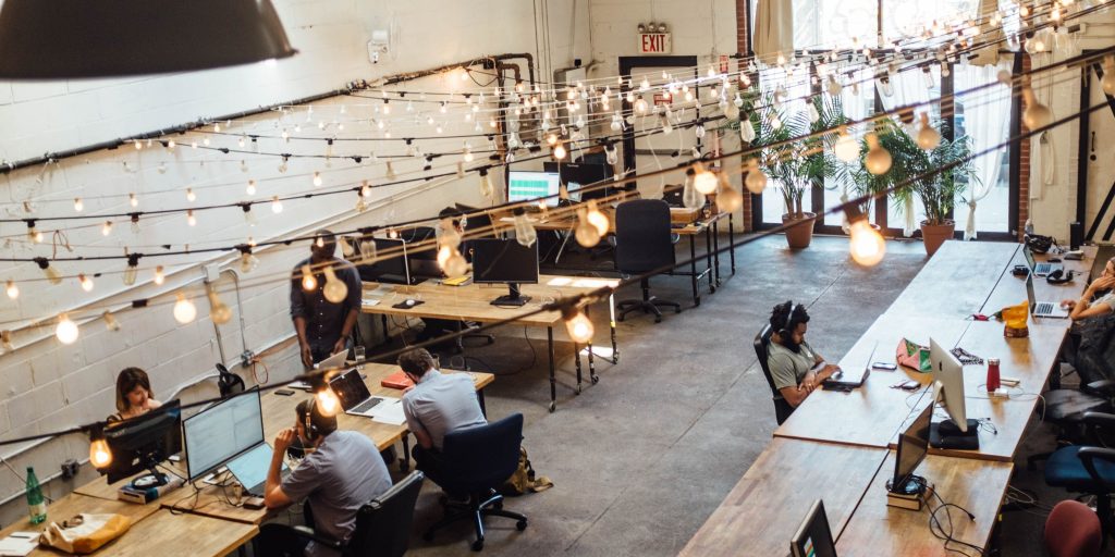 freelancers working in shared common space