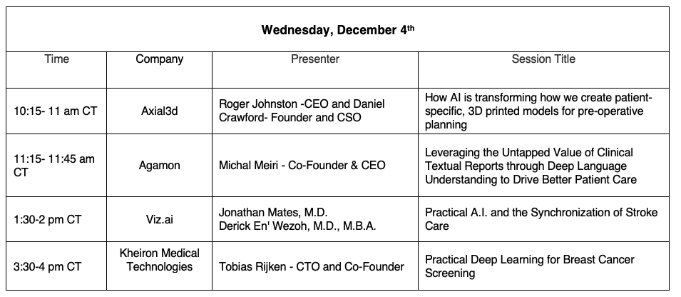 AWS RSNA 2019 schedule