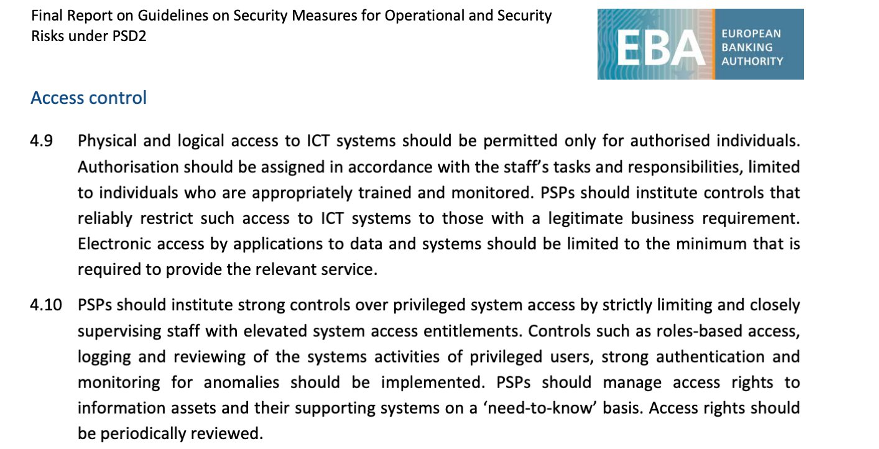 Example of the guidelines from the EBA on monitoring