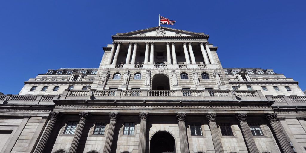 Exterior view of the Bank of England