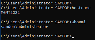 Credencial SAMDOM\Administrator para acessar a máquina associada ao domínio do Windows