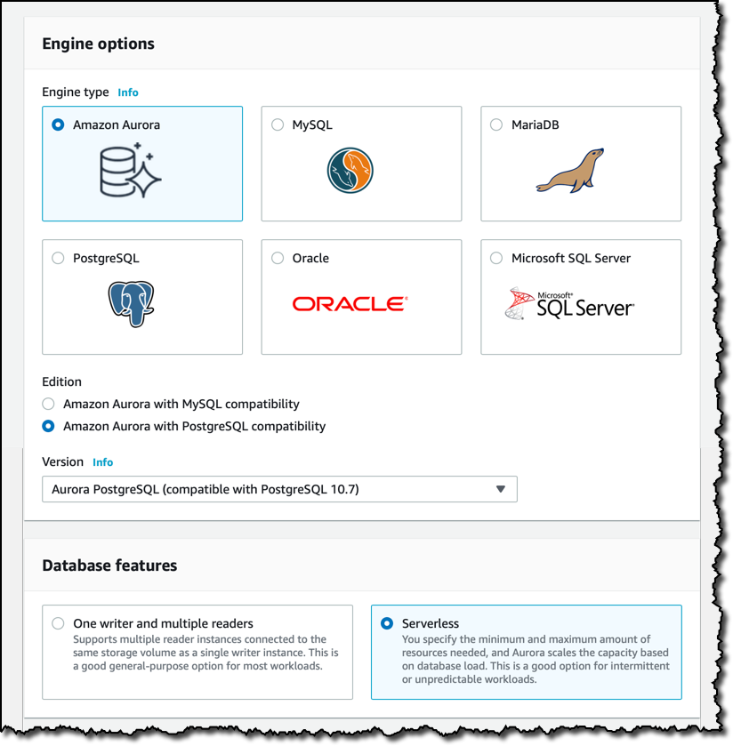 aws postgresql serverless