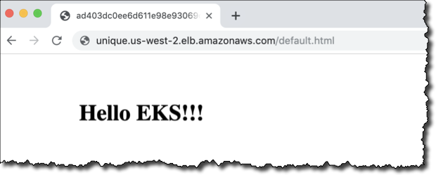 A Website saying Hello EKS