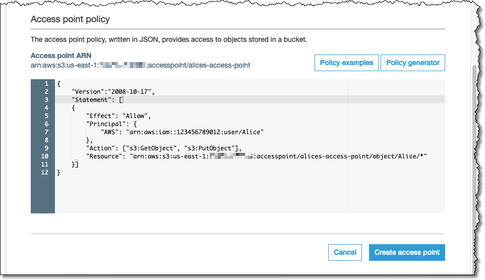 Creating access point policy