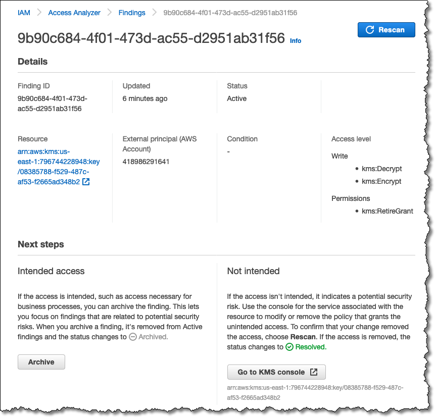 An Access Analyzer Finding