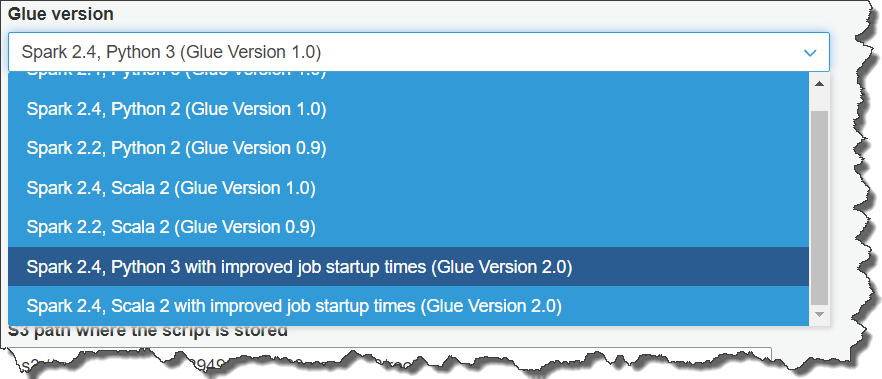 AWS Glue version 2.0 featuring 10x faster job start times and 1-minute minimum billing duration