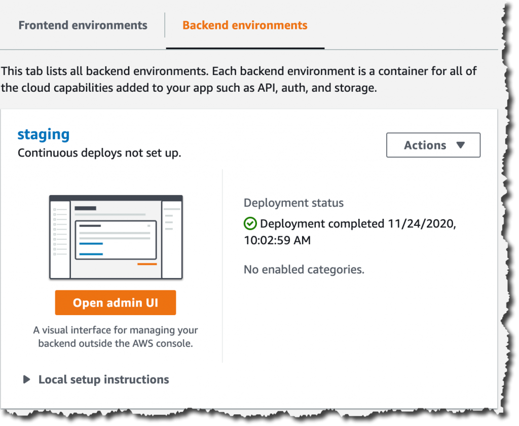 Screenshot of opening the admin ui