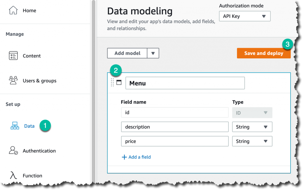 Screenshot for data modeling