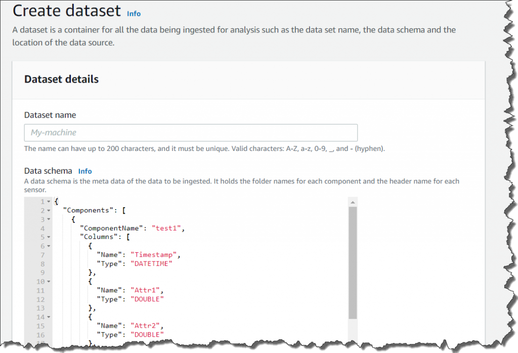 creating datasets console