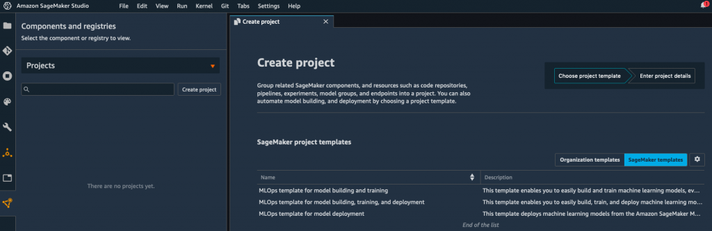 SageMaker のスクリーンショット