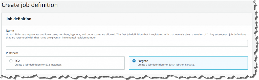 Setting up job definition