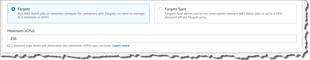 vCPU fro Fargate