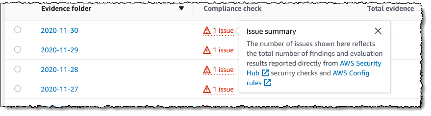 Screenshot of issue summary