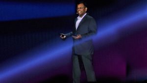 Swami Sivasubramanian speaks on stage at AWS re:Invent