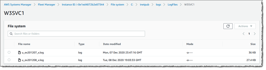 Screenshot of <span title="">Fleet Manager</span>'s File system view