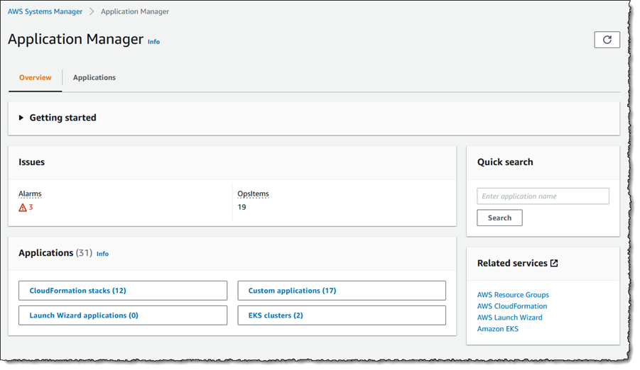 Screenshot of the <span title="">Application Manager</span> overview page