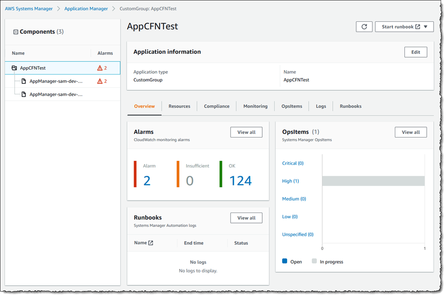 Screenshot of application components and overview