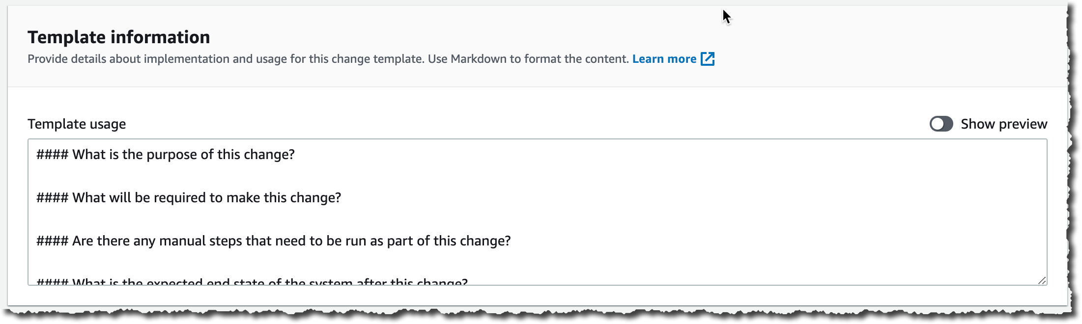 Change Manager Template Documentation