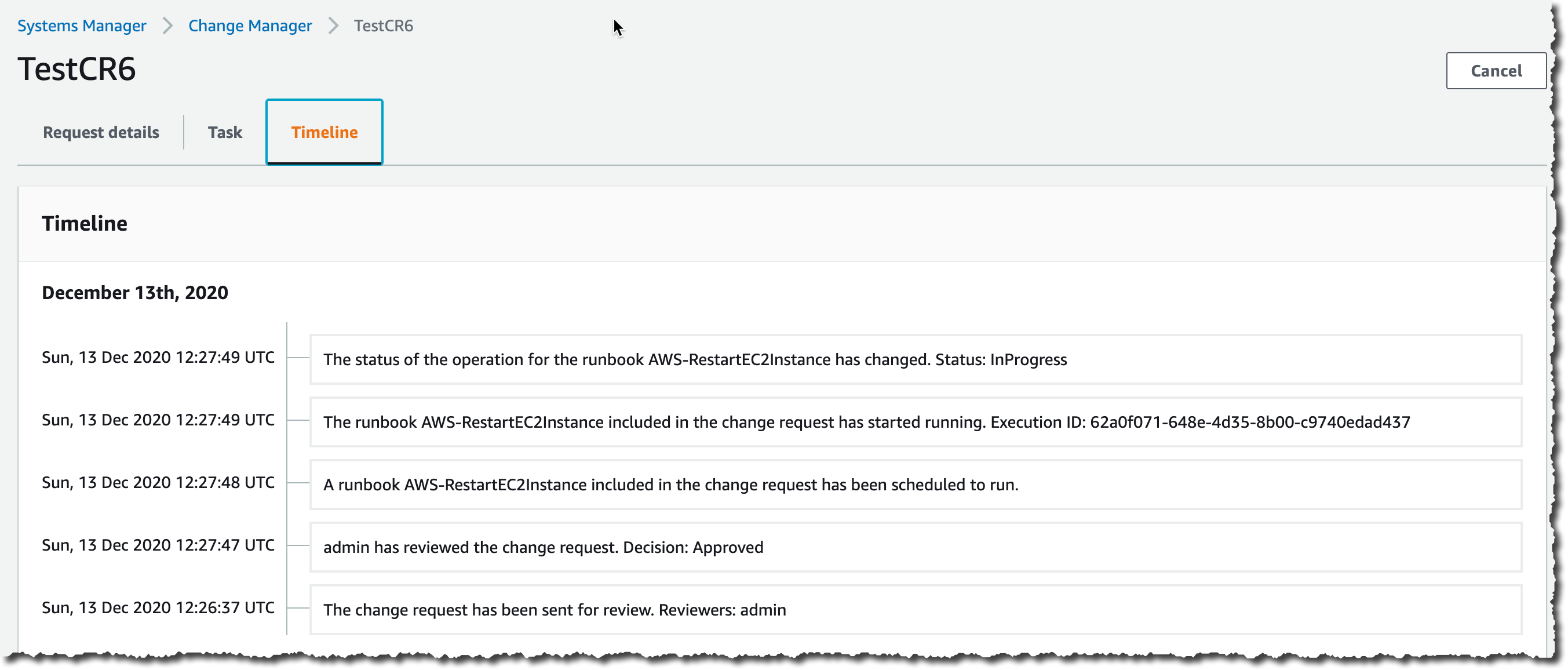 Change Management CR Timeline