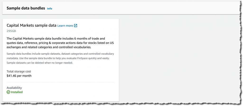 FinSpace install sample dataset