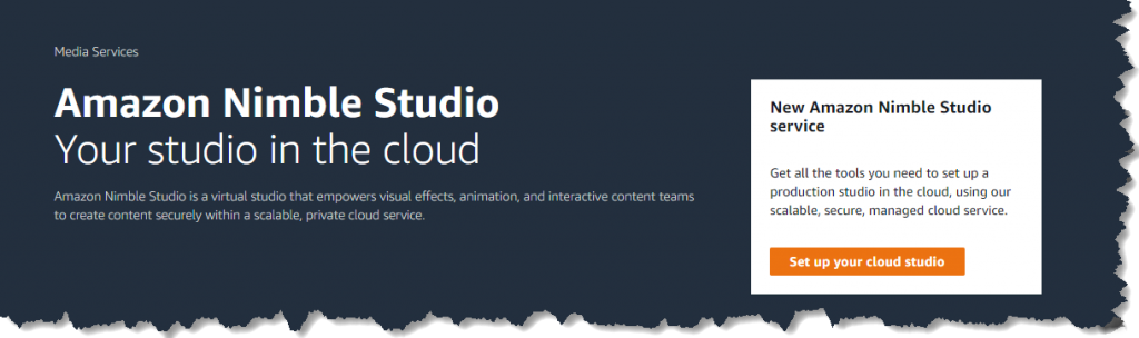 screenshot of the intro of nimble studio