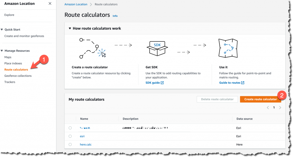 Screenshot of create a new routing calculator