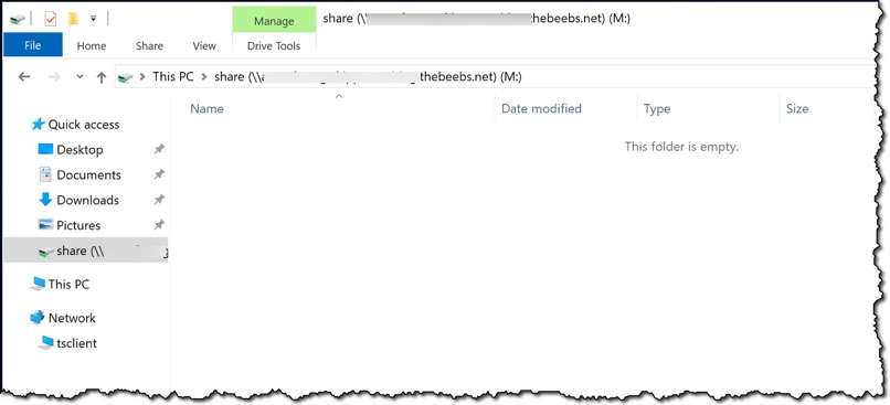 Screenshot of the file system once mapped