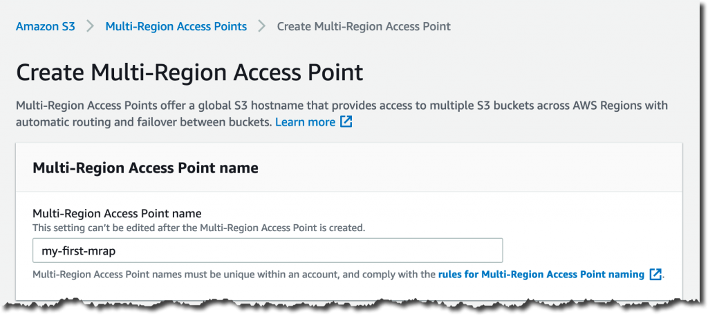 Creating a multi-region access point