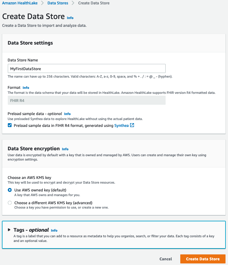 Creating a data store