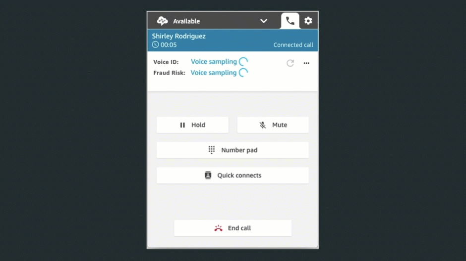 Amazon Connect Voice ID agent desktop view