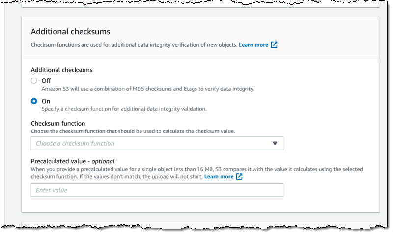 Nuevo: algoritmos de suma de comprobación adicionales para Amazon S3 | Servicios web de Amazon