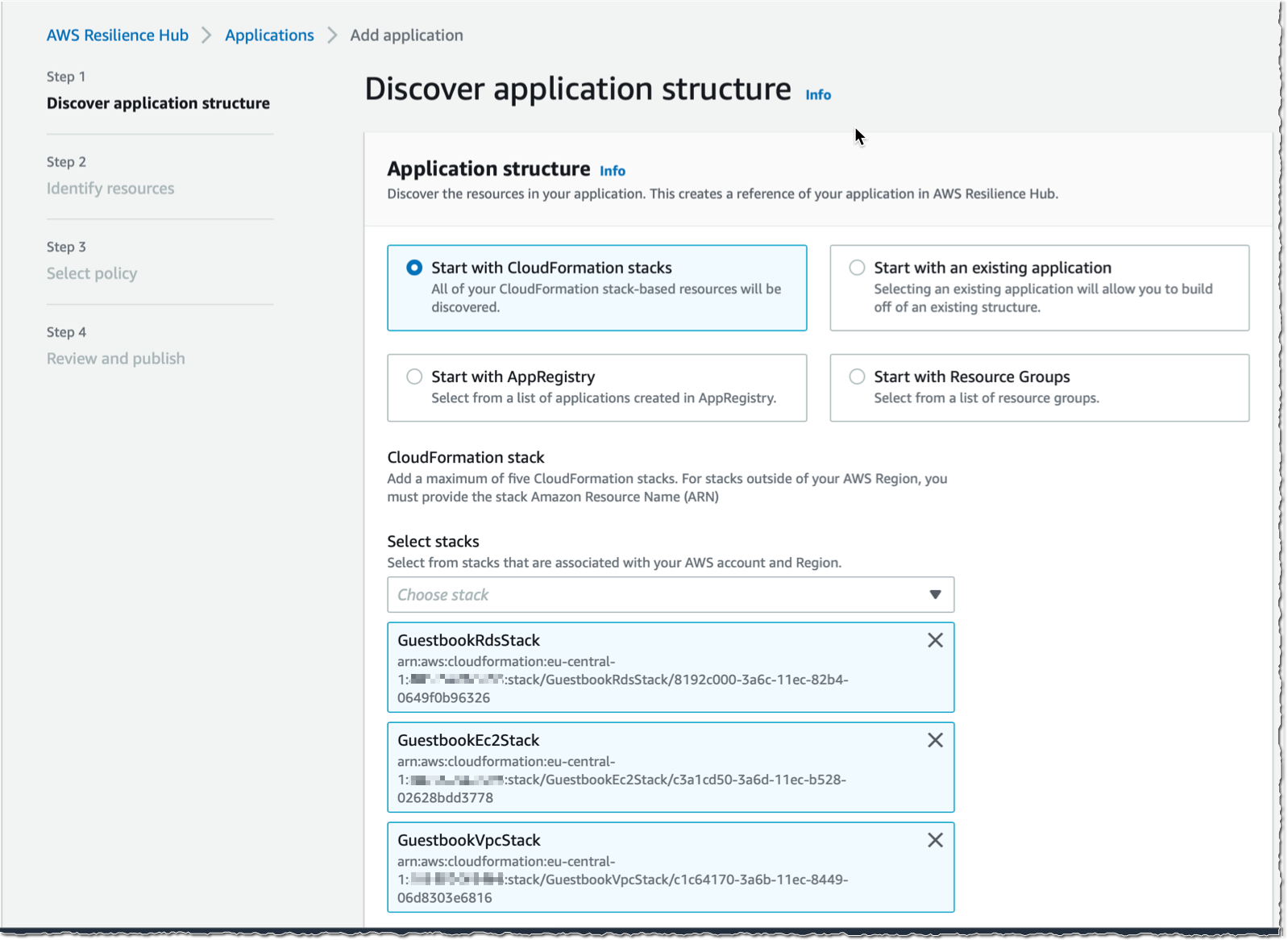 Resilience Hub add cloud formations tack