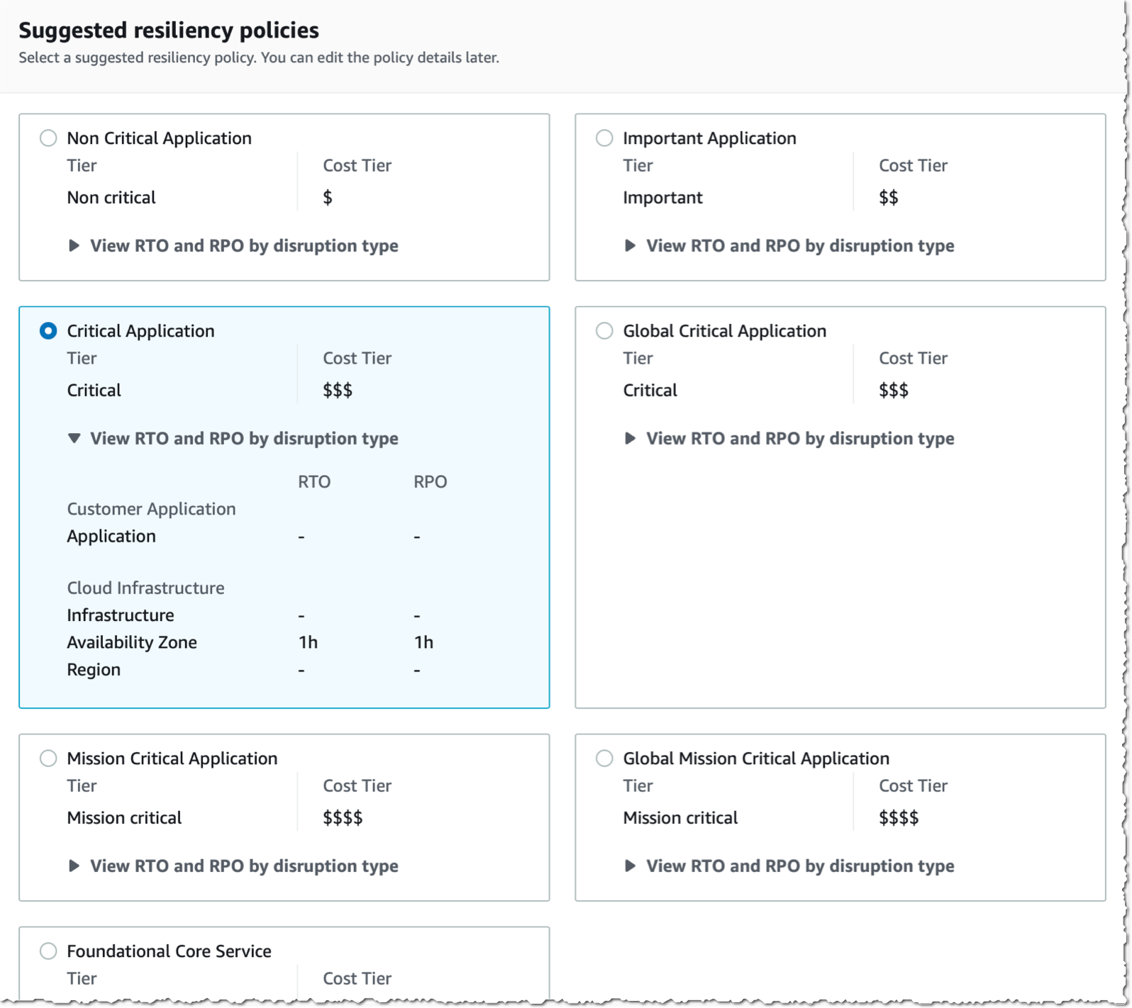 Resilience Hub Create Policy