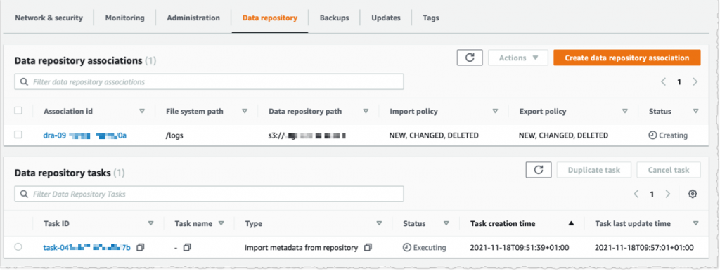 FsX for lustre - meta data repository tasks